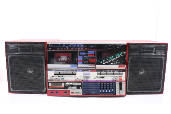 ト石】 SHARP GF-T3R テーブルコンポーネントシステム Wラジカセ 赤