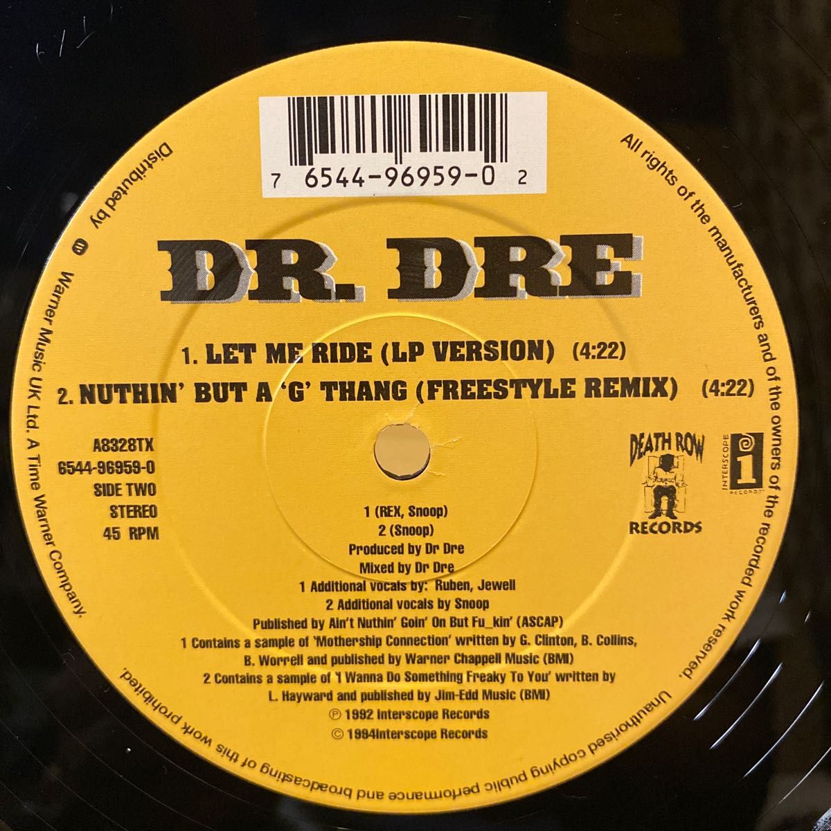 Dr. Dre / Nuthin’ But A Thang , Let Me Ride レコード12 UK盤 青盤 美品