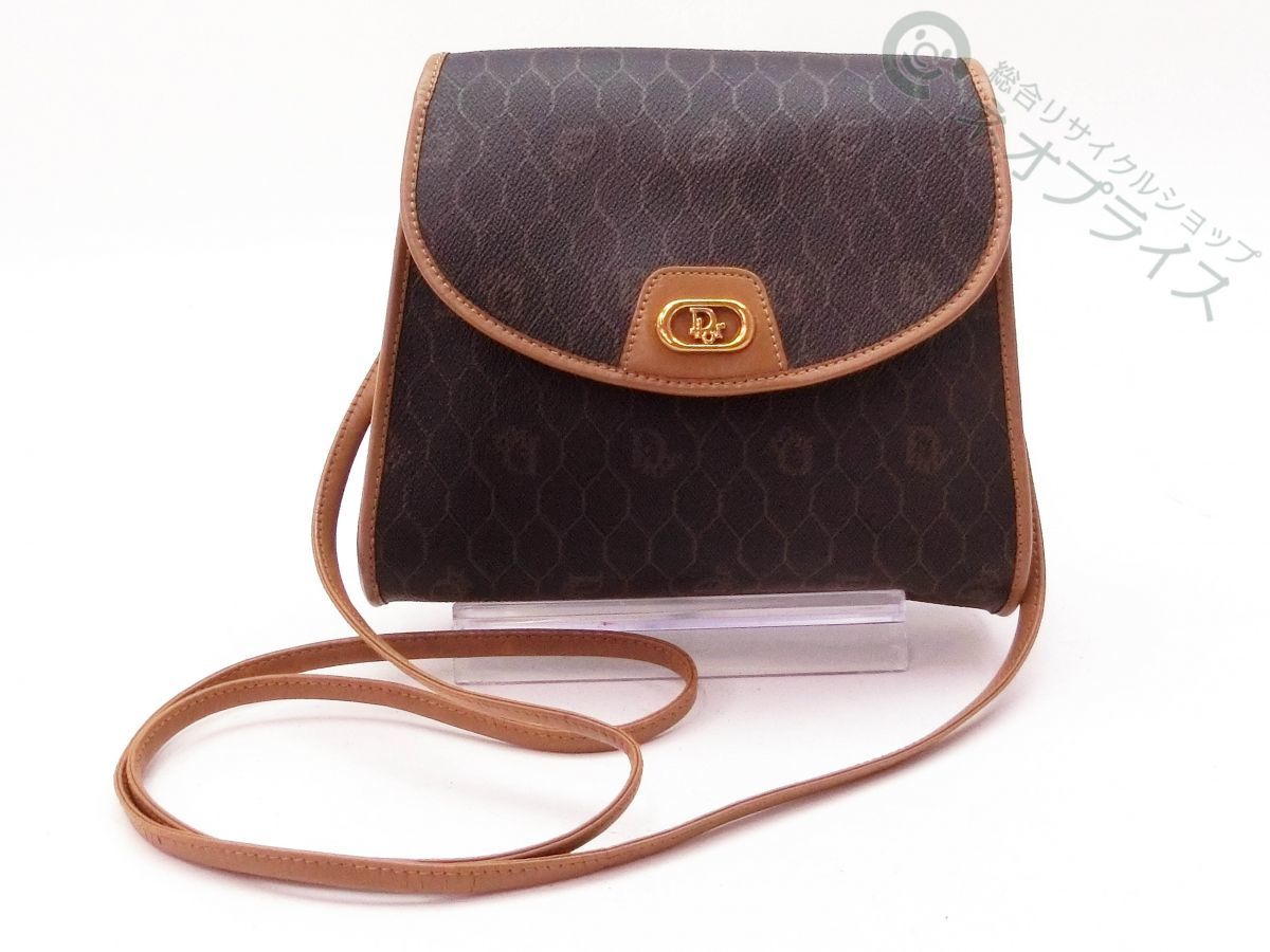 ◇S8088 Dior ディオール ハニカム柄 PVC × レザー ショルダー バッグ
