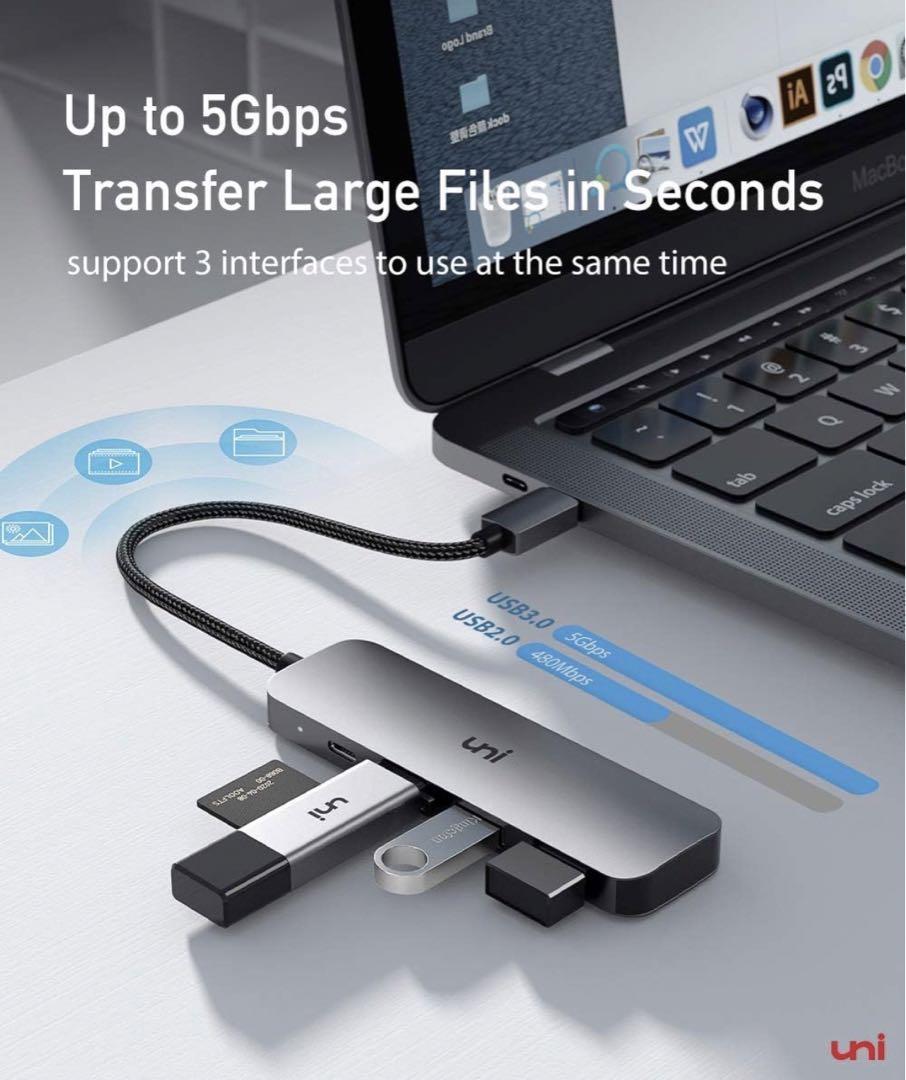  immediate payment uni USB C hub 4-in-1 USB C adaptor PD charge port 