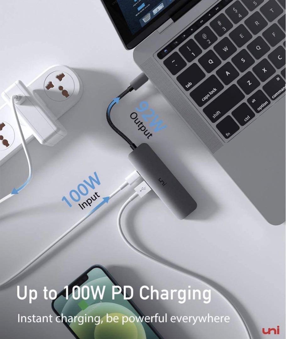  immediate payment uni USB C hub 4-in-1 USB C adaptor PD charge port 