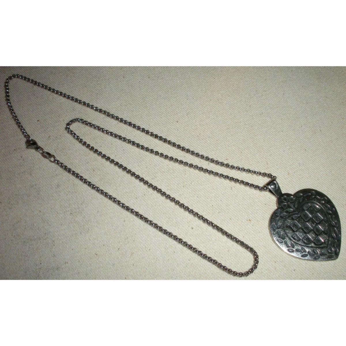 超希少!!VTG JAMES AVERY SILVER CHECKERED HEART NECKLACE USA USNビンテージジェームスエイブリーシルバーチェッカードハートネックレス_画像5