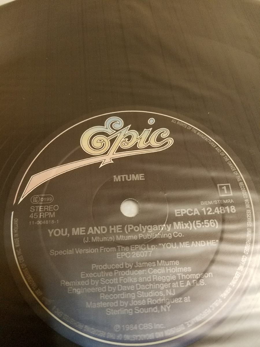 80’sメロウ★ダンスクラシック★MTUME★YOU,ME AND HE/レア45回転ジャケ付オランダ盤12”インチ/クロスオーバーイレブンで数回放送_画像3