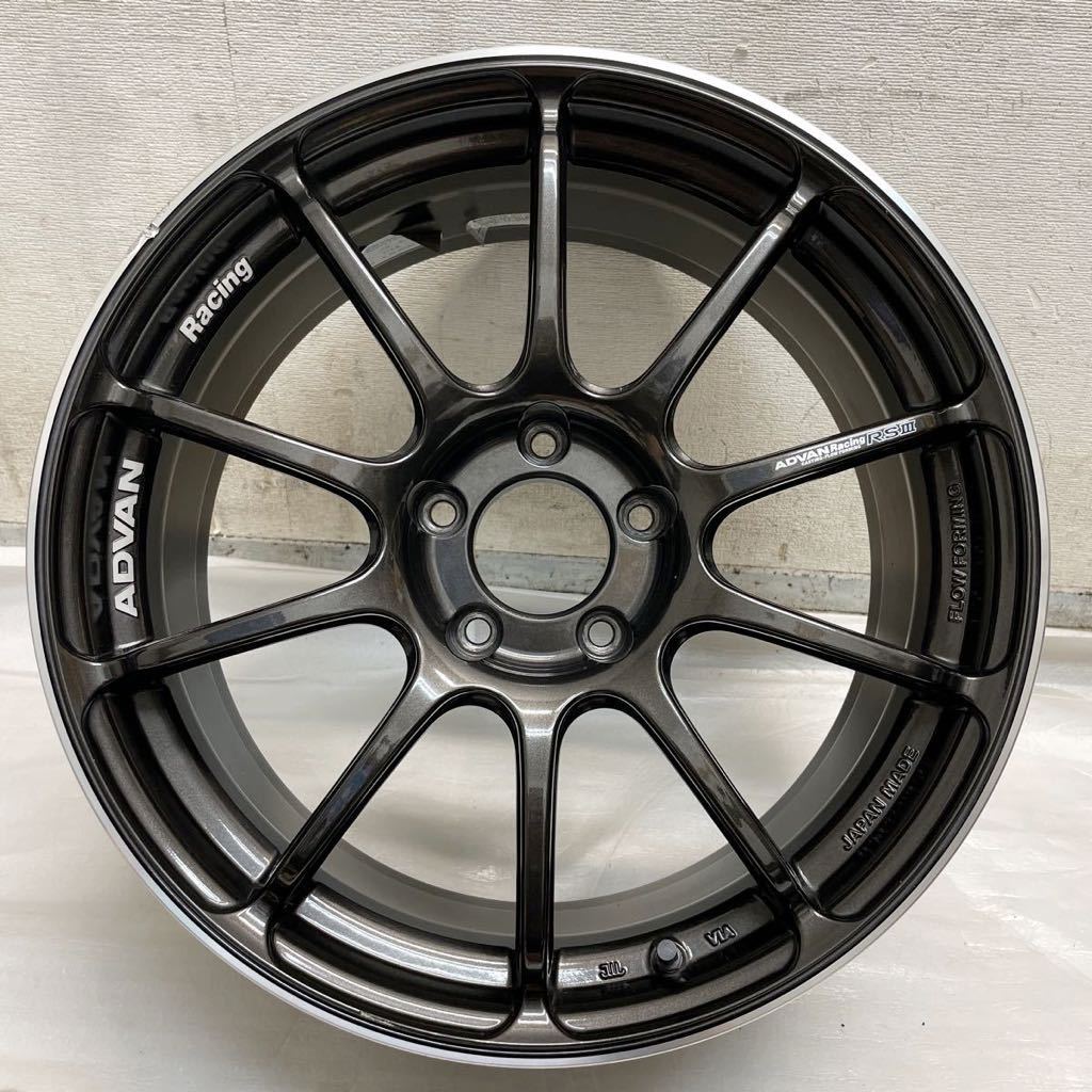 YOKOHAMAヨコハマ☆ADVAN Racingアドバンレーシング RS3.RSⅢ☆18インチ PCD114.3 8J+45☆1本のみ☆アンバーブロンズメタリック&リング&_画像1