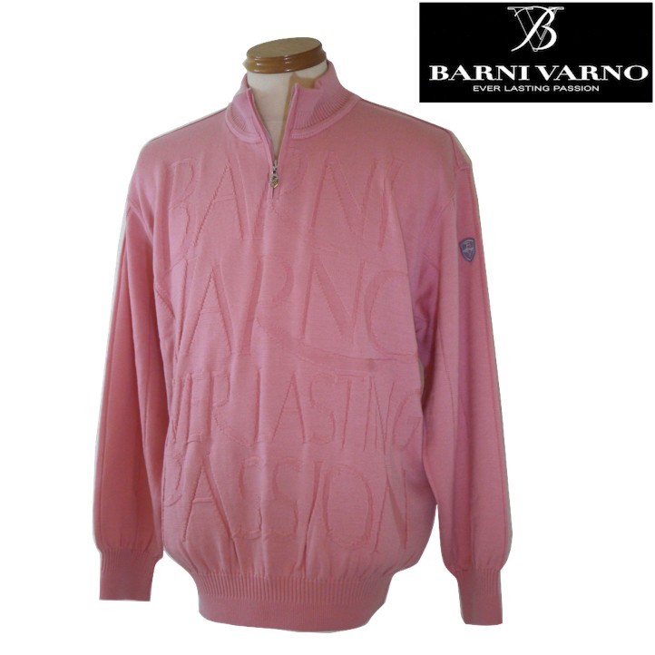 【秋冬SALE】バーニヴァーノ/BARNIVARNO ジャガードセーター 430-ピンク LLサイズ