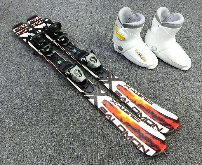 1434Y★SALOMON X-WING 100cm+選べるブーツ19-23ｃｍ★中古2点セット/サロモン/グローヒル/こども用/メンテ済