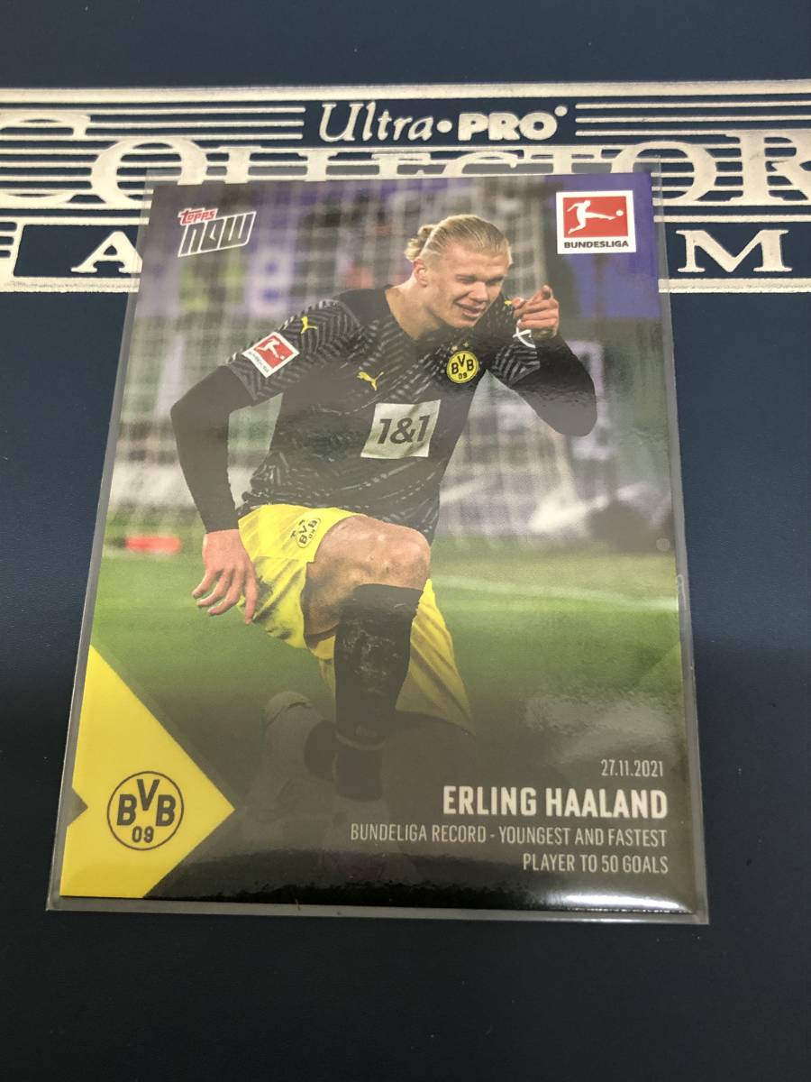 2020-21 Topps Now Bundesliga Erling Haaland Borussia Dortmund Bundeliga Record Youngest and fastest player to 50 goals カード 即決_画像1