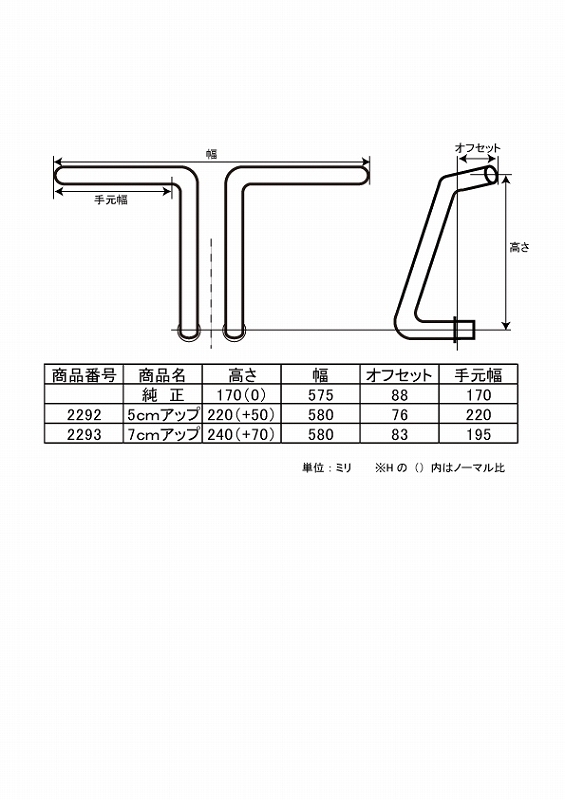 モンキー/ダックス(dax) 折りたたみしぼりハンドルバー 5cmアップ_画像4