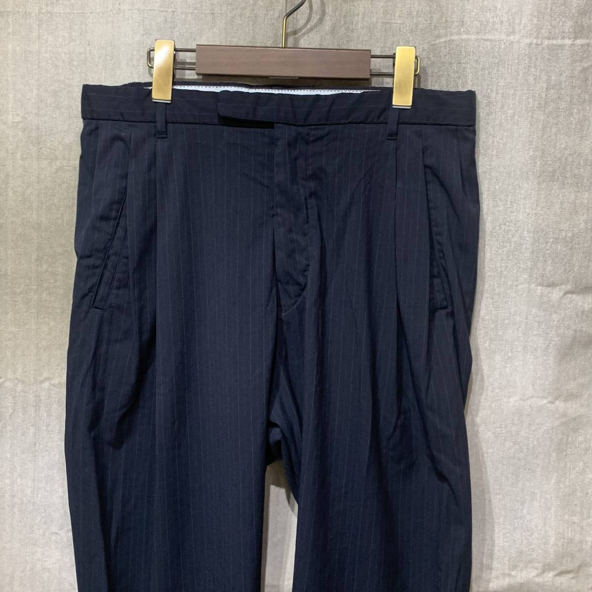 mando STRIPE PANTS 6198-007 マンド ストライプ パンツ ネイビー スラックス ボトムス_画像2