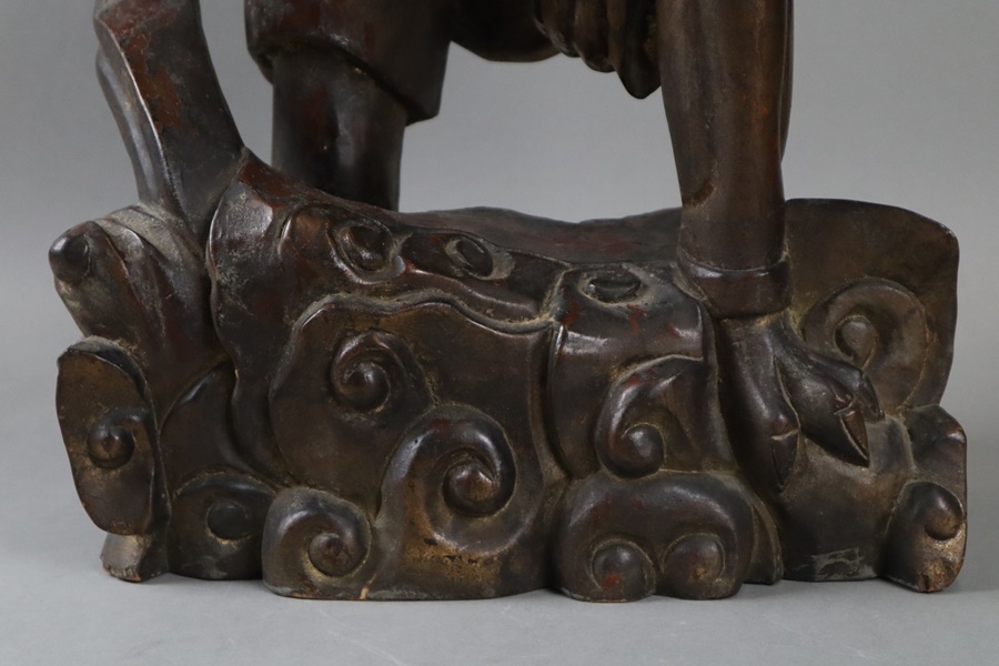 時代 木造彫刻 風神像 高60,5cm 置物 仏教美術 仏像 木彫 細密細工 古美術品[b819]_画像5