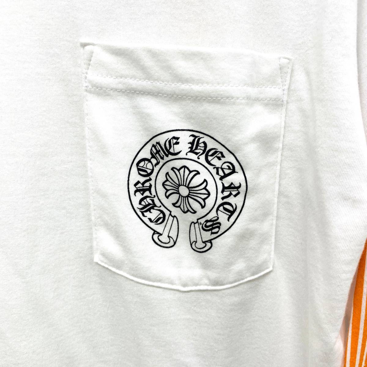 ほぼ新品 CHROME HEARTS WHITE HORSESHOE PLUS FLORAL CROSS LONG SLEEVE T SHIRT WHITE F1112_画像3