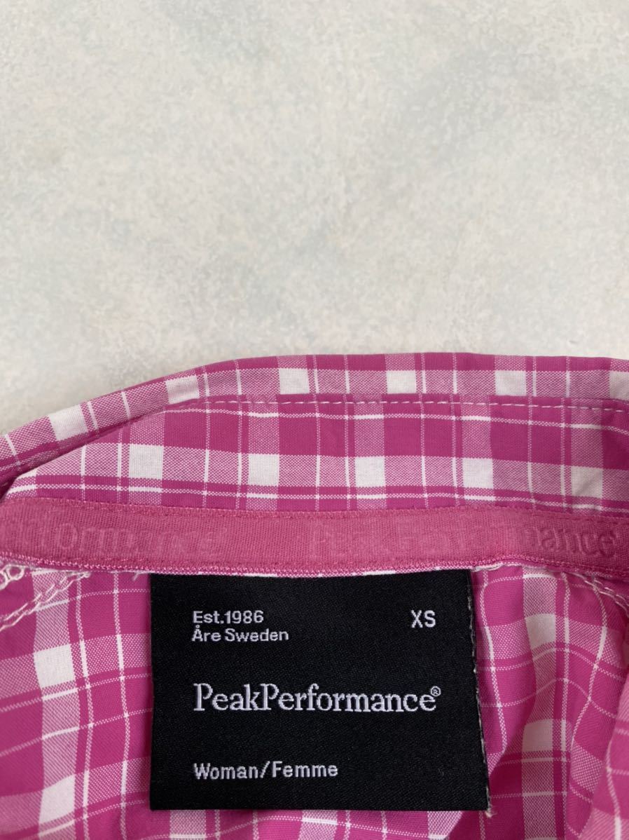 美品 PEAK PERFORMANCE 半袖シャツ チェック XS レディース ピークパフォーマンス スキー トレッキング ハイキング ゴルフ アウトドア_画像5