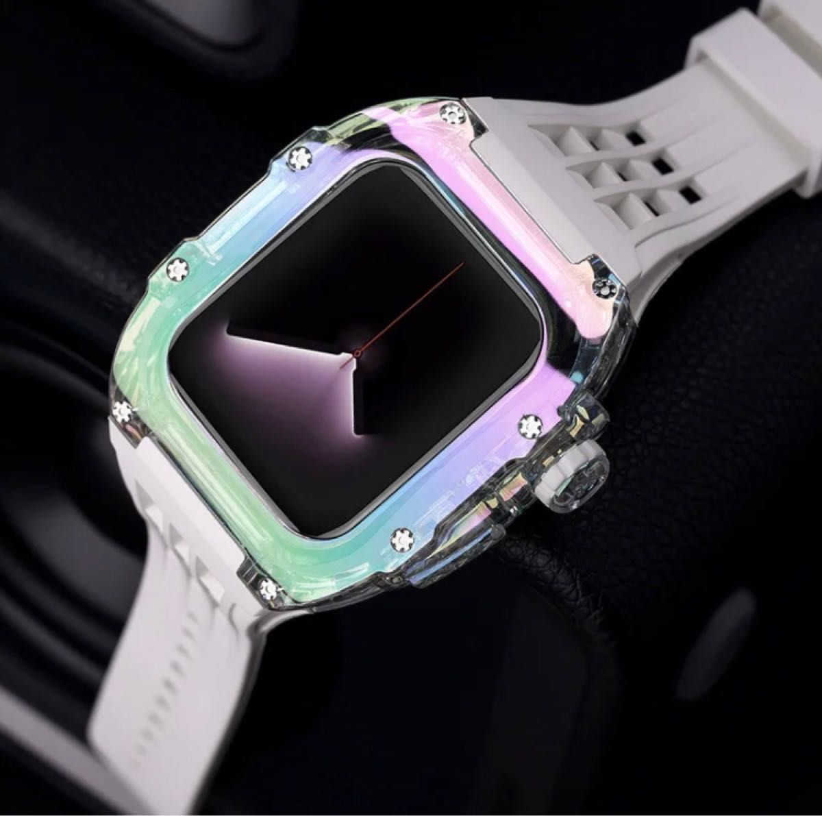 44mm☆Apple Watchバンド ラバーベルト カバー クリアケースSR-