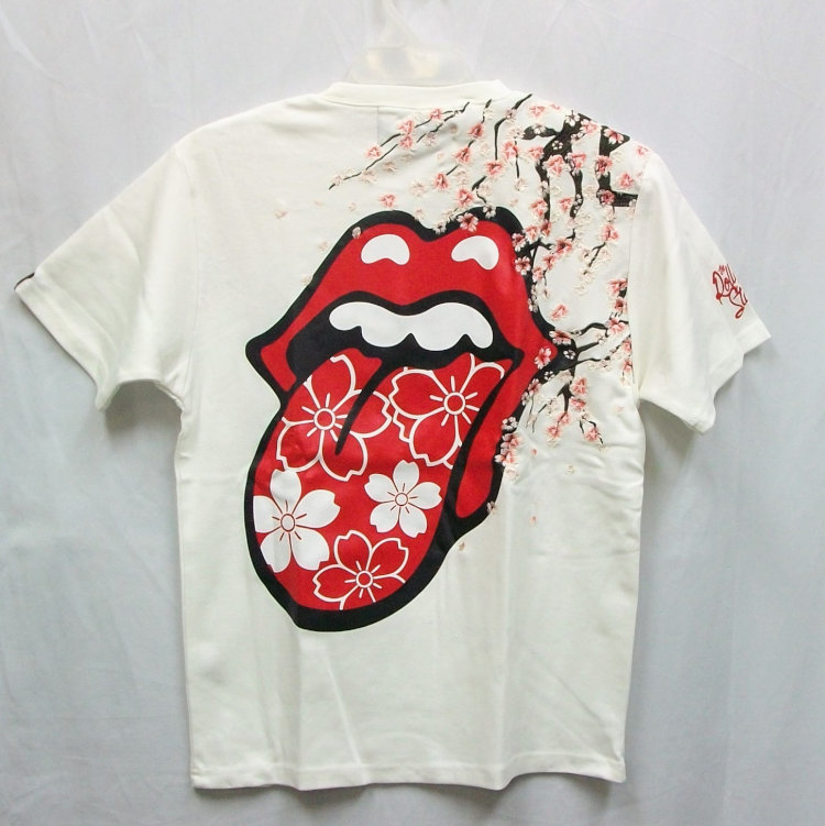 THE ROLLING STONES×JACK ROSE コラボ半袖Tシャツ 523565 オリエンタルフラワー ホワイト XXL 3L 2XL ザ・ローリングストーンズ