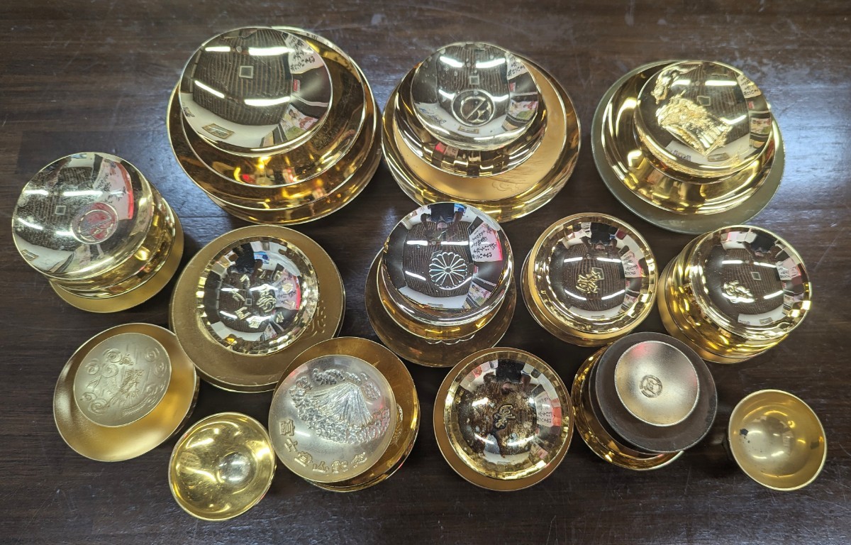 □【セット】金杯大量セット ゴールドカラー 総重量4.1kg 盃 記念品