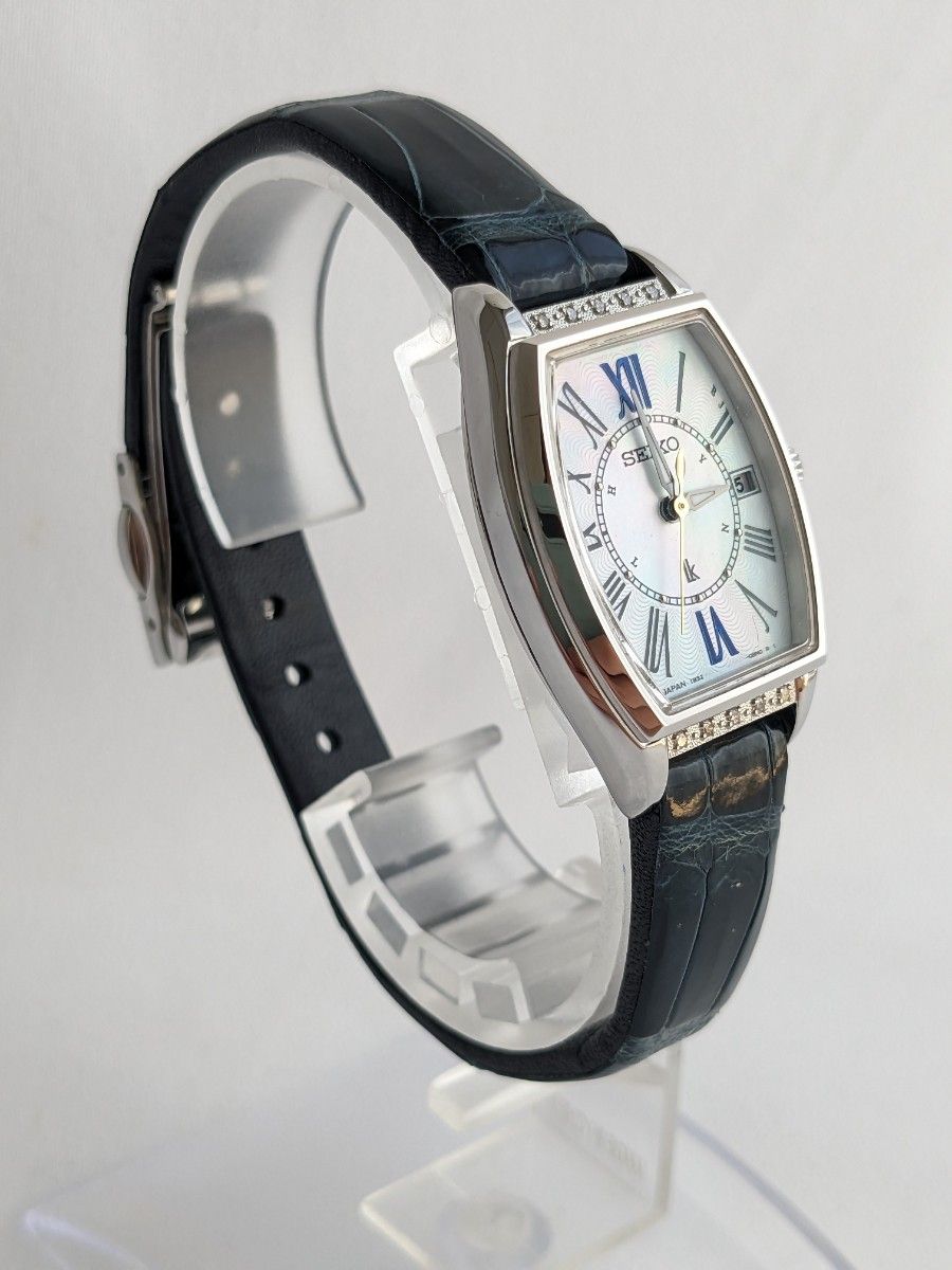定価11万 箱付き ルキア LUKIA ダイヤベゼル シェル文字盤 クロコダイル SEIKO セイコー 腕時計 レディース腕時計