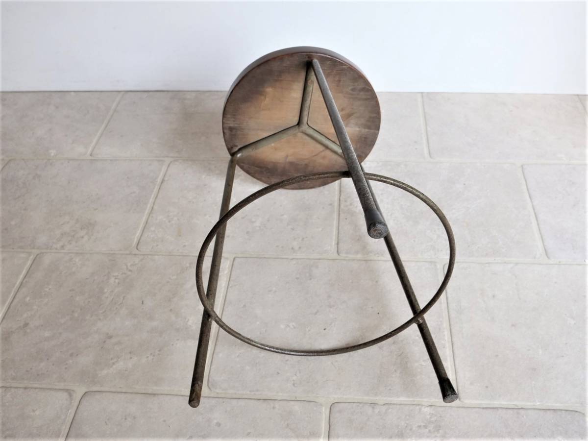 Pierre Jeanneret Teak and Iron Stool Vintage PJ-SI-57-A Pierre Jeanneret Teak and Iron Stool Vintage PJ-SI-57-A