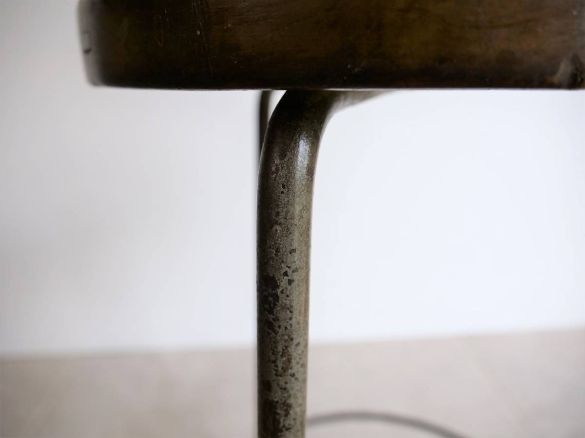 Pierre Jeanneret Teak and Iron Stool Vintage PJ-SI-57-A original tea nti girl Pierre Jean nre/ru*ko ruby .jiepe Lien 