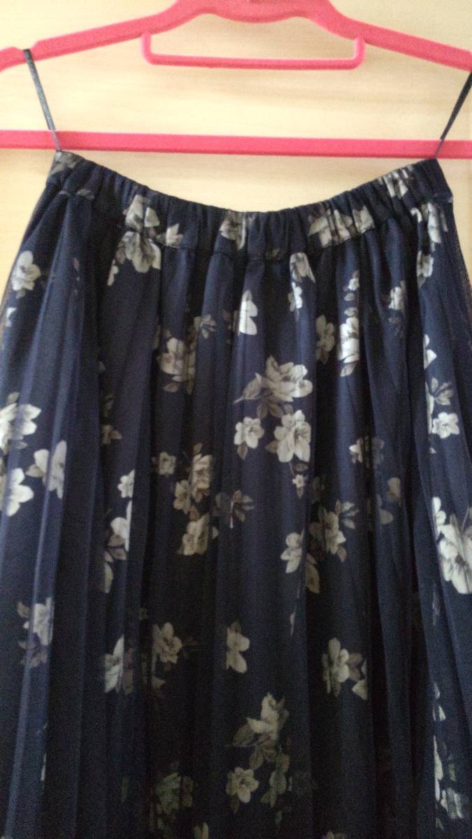  быстрое решение бесплатная доставка chu-ru длинная юбка плиссировать цветочный принт темно-синий темно-синий цвет талия резина M~L
