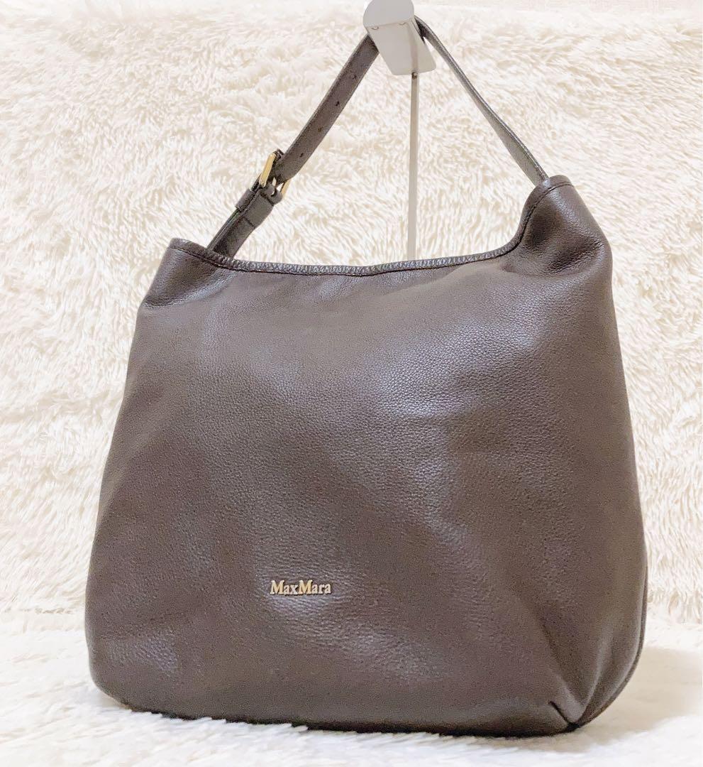 美品MaxMara マックスマーラ シボ レザー ワンショルダーバッグ_画像1