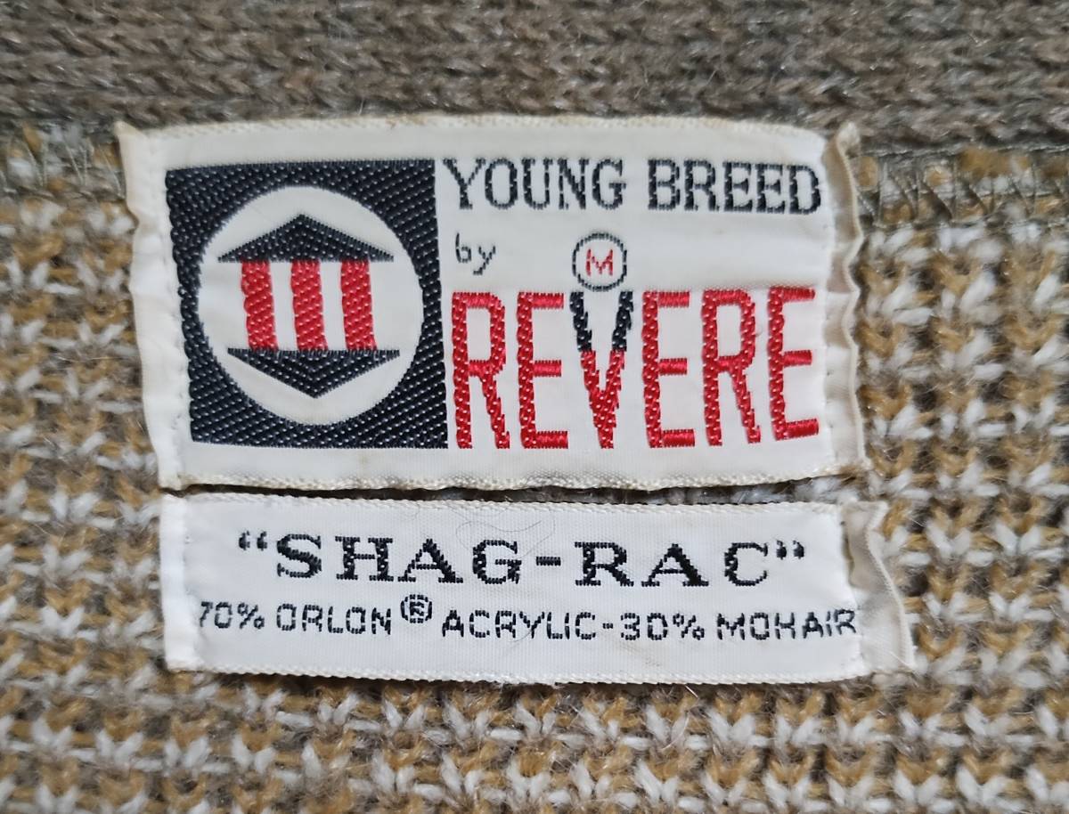 極上品！【希少】60s★Young Breed REVERE モヘア カーディガン グランジ 古着 毛足長 ★カートコバーン シアーズ タウンクラフト 野村訓市_画像3