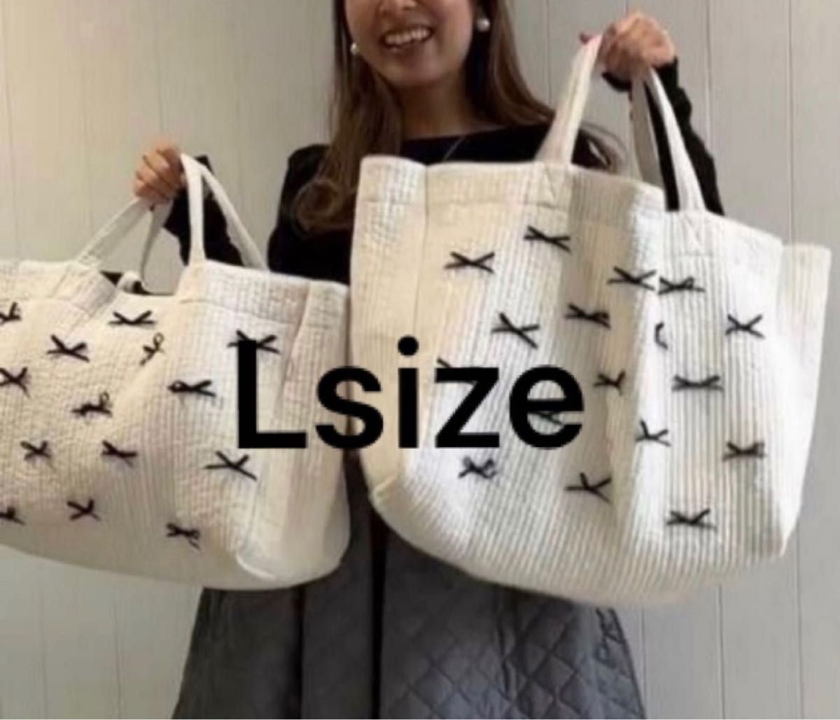 開店記念セール gypsohila travel bag(L)ホワイト リボンバッグ