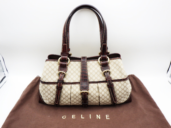 素晴らしい外見 マカダム柄 ハンドバッグ セリーヌ CELINE キャンバス