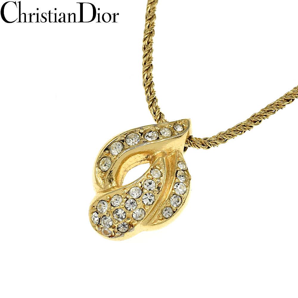 Christian Dior クリスチャンディオール ライストーン ネックレス ゴールド