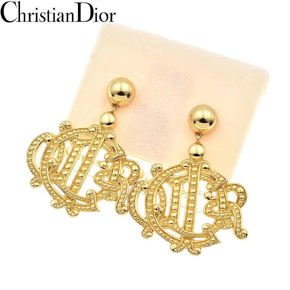 Christian Dior クリスチャンディオール 旧ロゴモチーフ イヤリング ゴールド