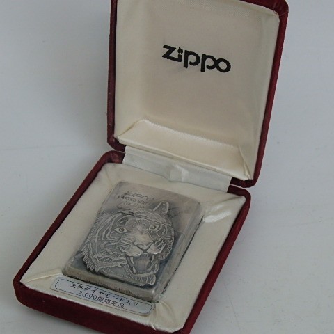 1円スタート 未使用品 ZIPPO ジッポー 虎 タイガー 彫刻 天然