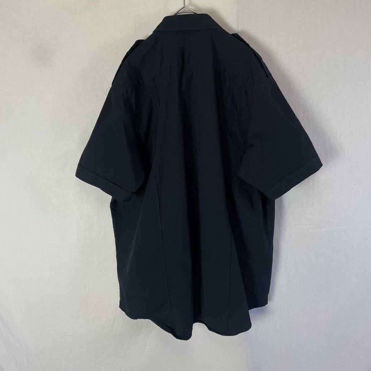 LOGISTIK 半袖ワークシャツ 古着　16−161/2 ダークネイビー　ヴィンテージ WORKWEAR カナダ製_画像5