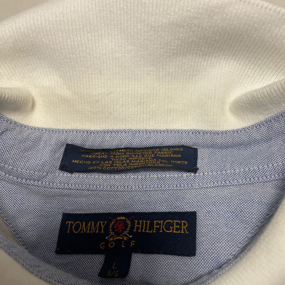 TOMMY HILFIGER 半袖ポロシャツ　古着　Lサイズ　ホワイト　ヴィンテージ 刺繍ロゴ_画像8