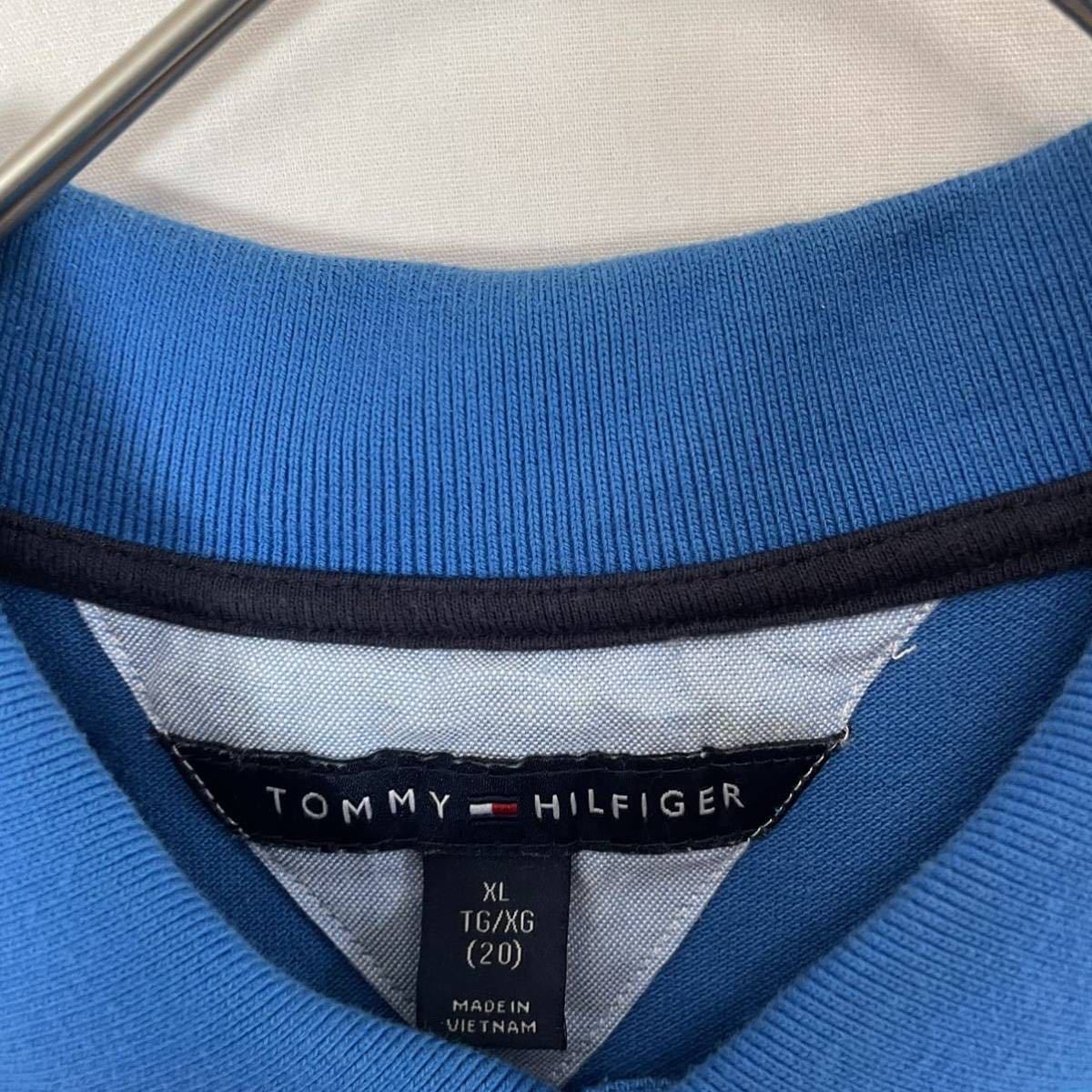 TOMMY HILFIGER 半袖ポロシャツ　古着　キッズXLサイズ　ブルー_画像3