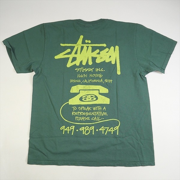 STUSSY ステューシー 23AW OLD PHONE TEE PIGMENT DYED FOREST Tシャツ 緑 Size 【M】 【新古品・未使用品】 20774233