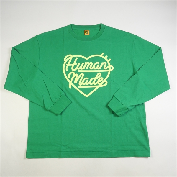 激安先着 緑 HM25CS07 ロンT GREEN T-SHIRT L/S HEART 23AW ヒューマン