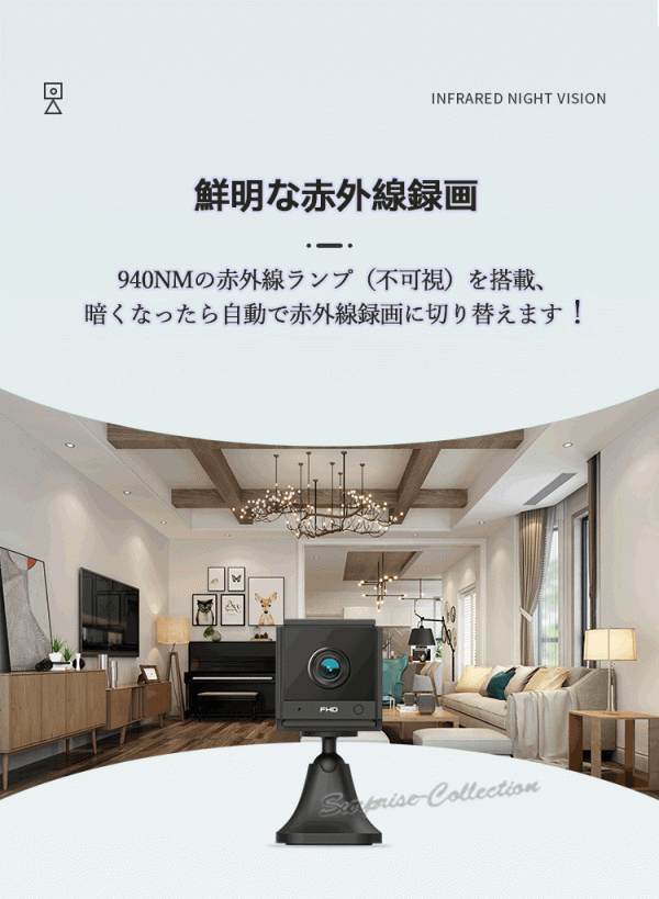 防犯カメラ ワイヤレス WiFi 300萬畫素 動(dòng)體検知 SDカード録畫 電池録畫 監(jiān)視カメラ 雙方向音聲 s20★