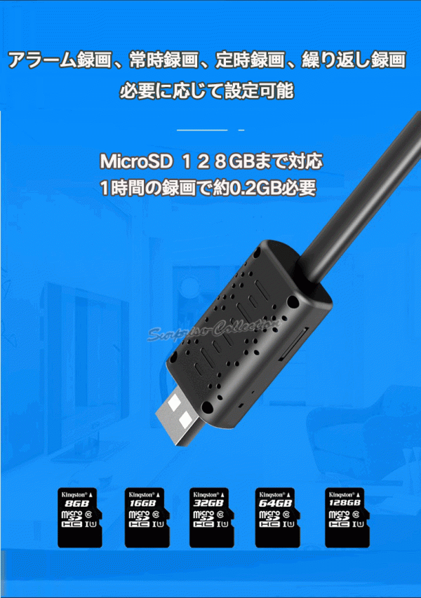 USB型 防犯カメラ ワイヤレス SDカード録畫(huà) ネットワーク 動(dòng)體検知 見(jiàn)守り モバイルバッテリー給電 u21◆