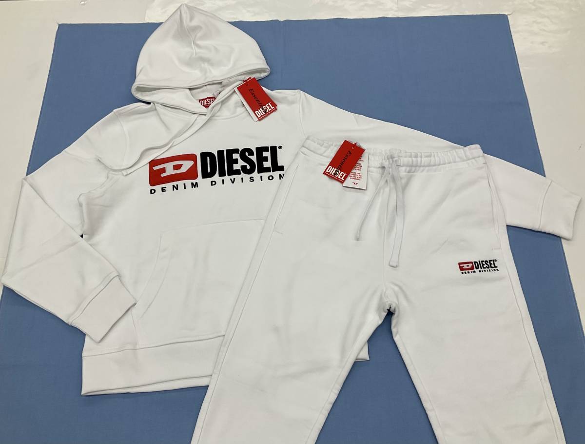 ディーゼル　パーカー & スウェットパンツ 21A23　ホワイト　XXLサイズ　新品 タグ付　セットアップ　DIESEL　A03757&A03770　ギフトにも_スタイリッシュ仕上げはディーゼルならでは