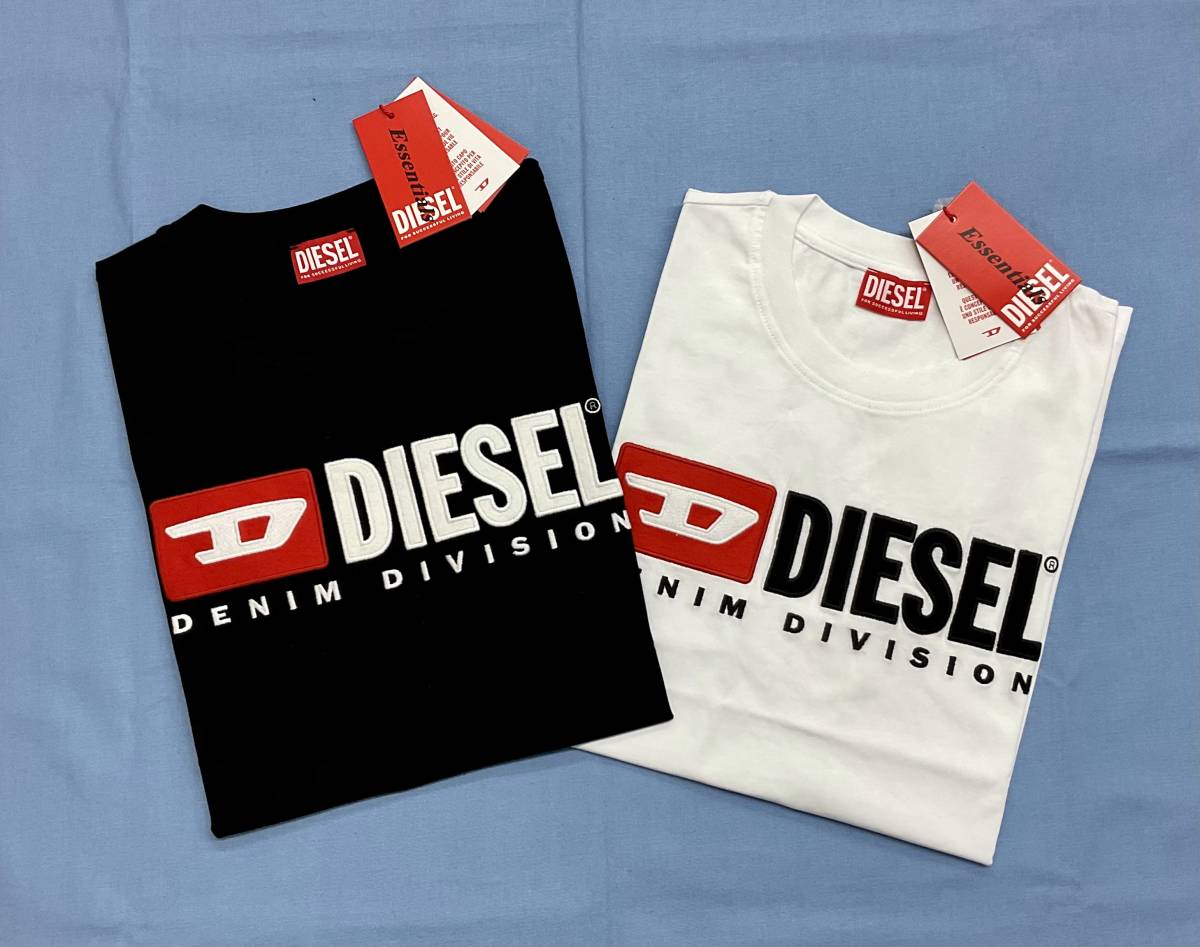 ディーゼル　Tシャツ 20A23　ブラック　Lサイズ　リバイバル ロゴ デザイン　新品 タグ付　DIESEL　T-DIEGOR-DIV　A03766 0GRAI_フロントのフェルト素材と刺繍のコンビネー