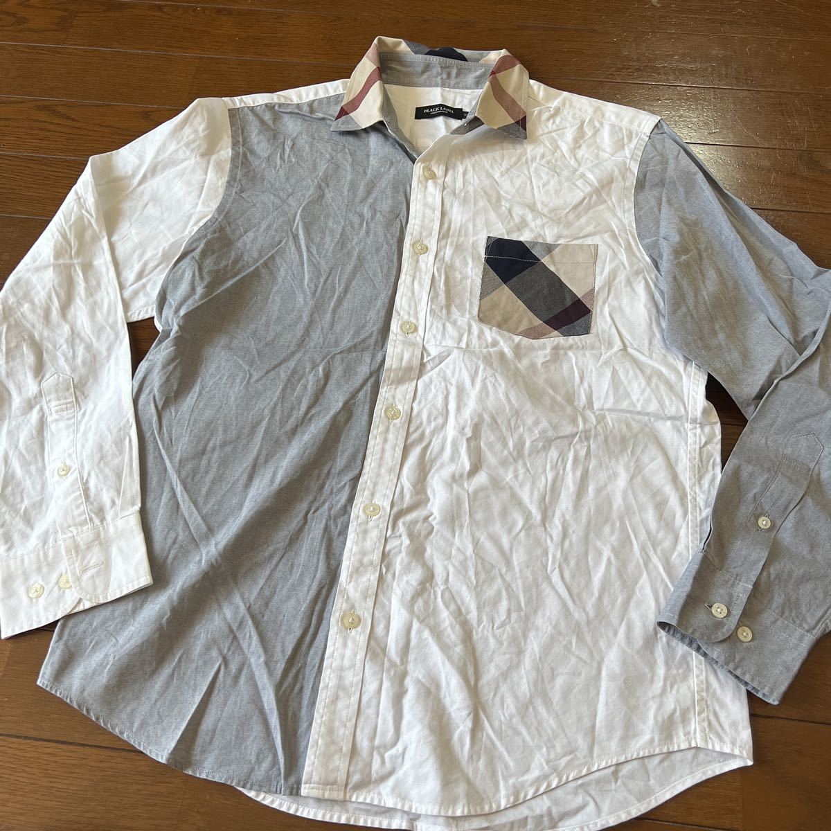 ブラックレーベルクレストブリッジ☆ノバチェック柄胸ポケット長袖シャツの画像1