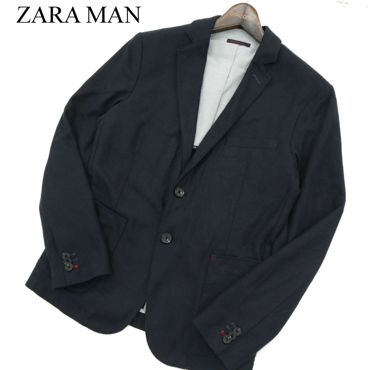 ZARA MAN ザラ マン 通年 背抜き★ 2B アンコン テーラード ジャケット Sz.46　メンズ ネイビー　A3T08284_7#O_画像1