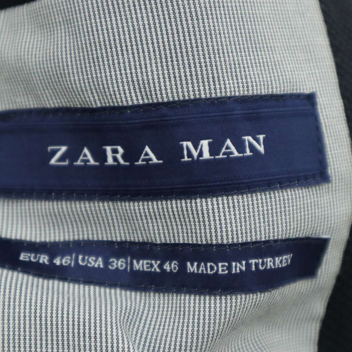 ZARA MAN ザラ マン 通年 背抜き★ 2B アンコン テーラード ジャケット Sz.46　メンズ ネイビー　A3T08284_7#O_画像6