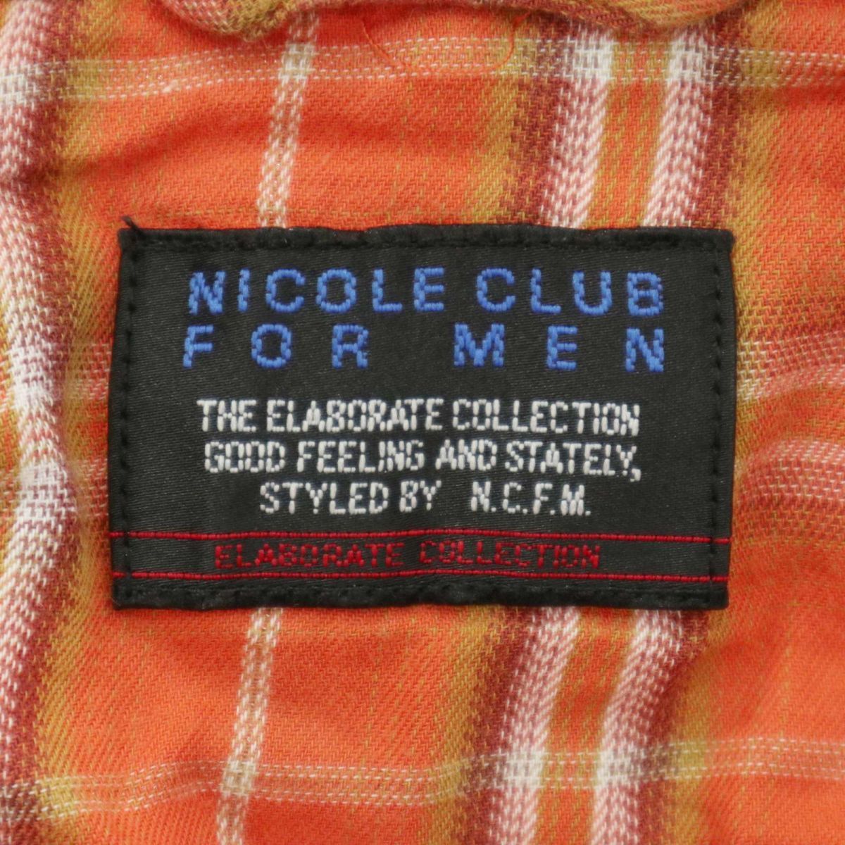 NICOLE CLUB FOR MEN ニコルクラブ フォーメン 春夏 襟袖ワイヤー★ 半袖 ウエスタン チェック シャツ Sz.48　メンズ　A3T09071_7#A_画像5