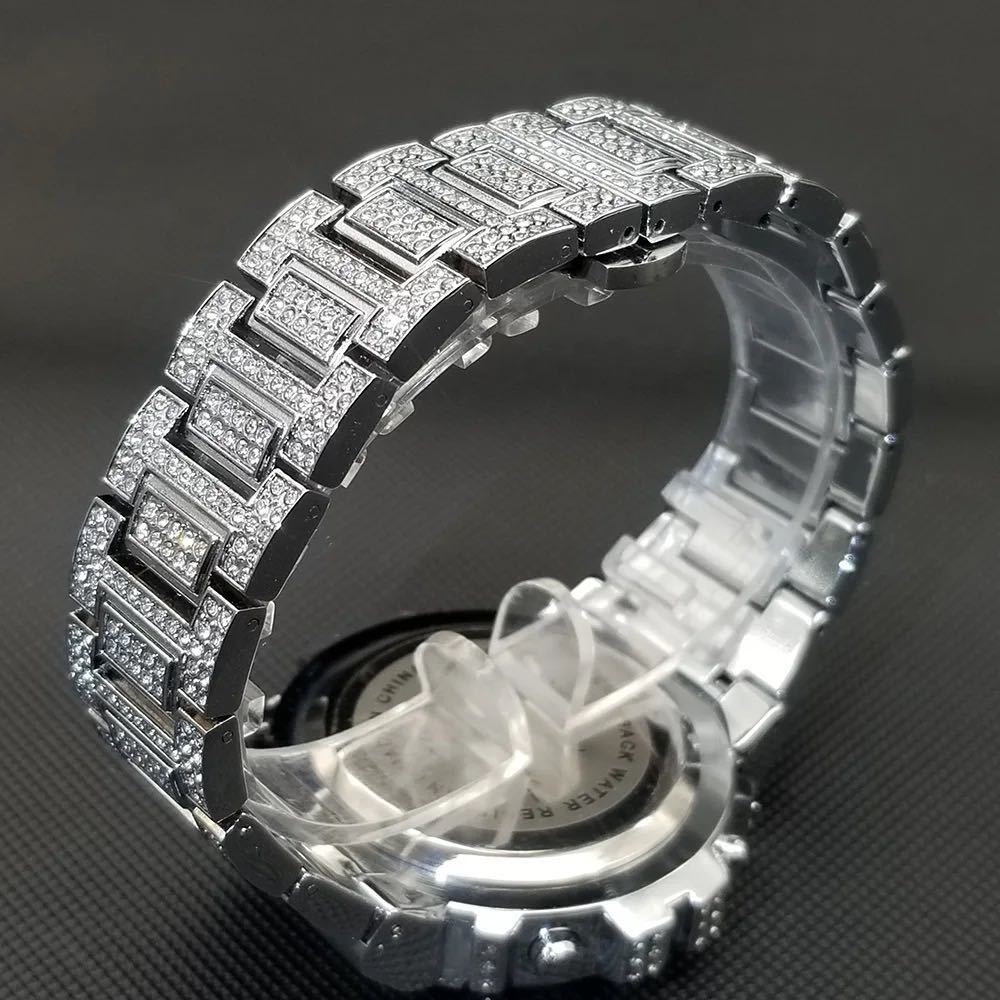 【日本未発売 アメリカ価格30,000円】MISSFOX GSHOCKオマージュ フルダイヤラグジュアリー仕様 メンズ腕時計 時計 時計ベルト ウォッチの画像6
