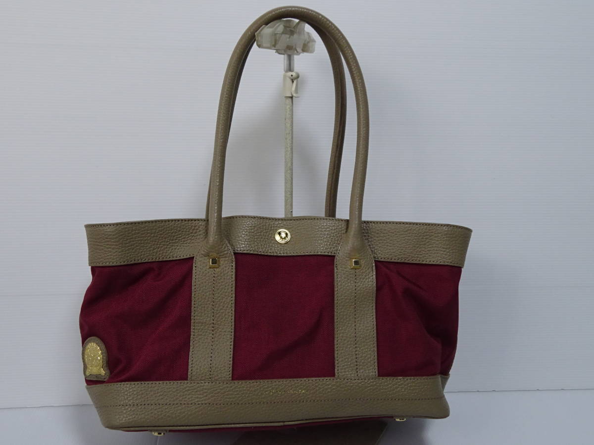  used ADMJ accessory sowadumadomowazeru handbag gray ju leather wine canvas made in Japan 