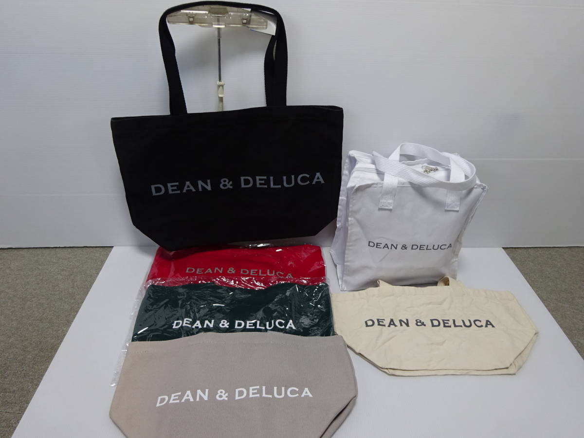 未使用あり DEAN&DELUCA ディーンアンドデルーカ トートバッグ 6点まとめ 黒 生成 白 グレー 赤 緑_画像1