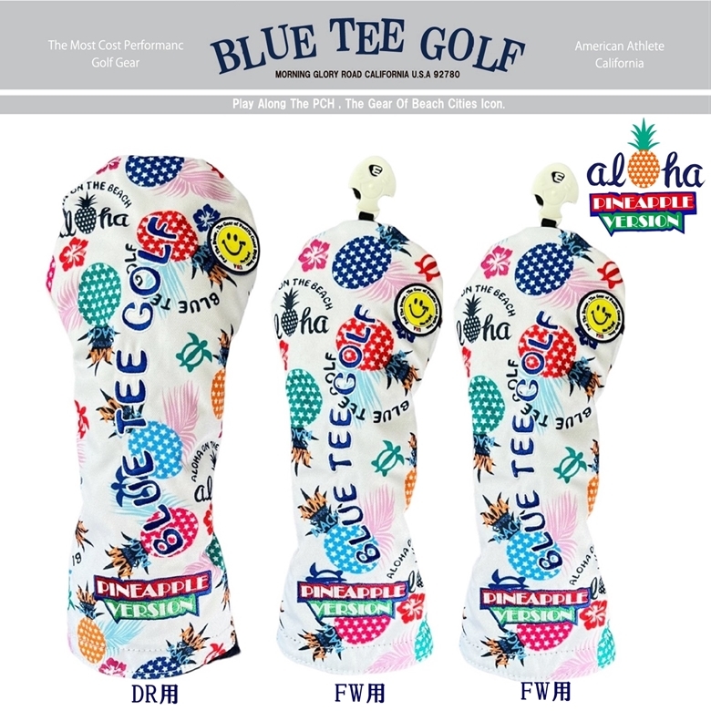□送料無料 3PB-WH ブルーティーゴルフ 【ポップン パイン：ホワイト】3本セット販売(B)ヘッドカバー BLUE TEE GOLF PHC-03