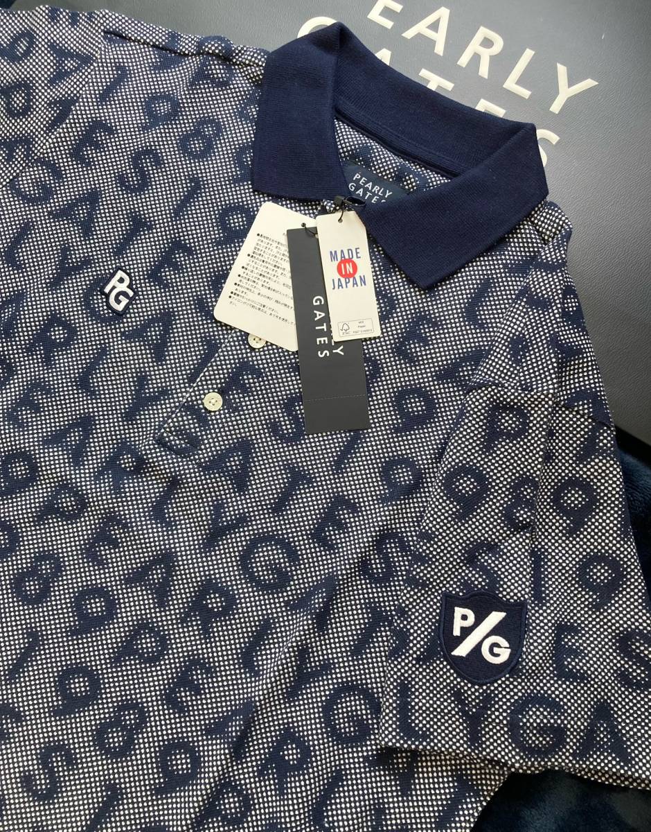 定期入れの 半袖カノコポロシャツ(5)サイズL/紺 ロゴ柄 パーリーゲイツ 新品 PEARLY 2023年最新モデル GATES パーリーゲイツ