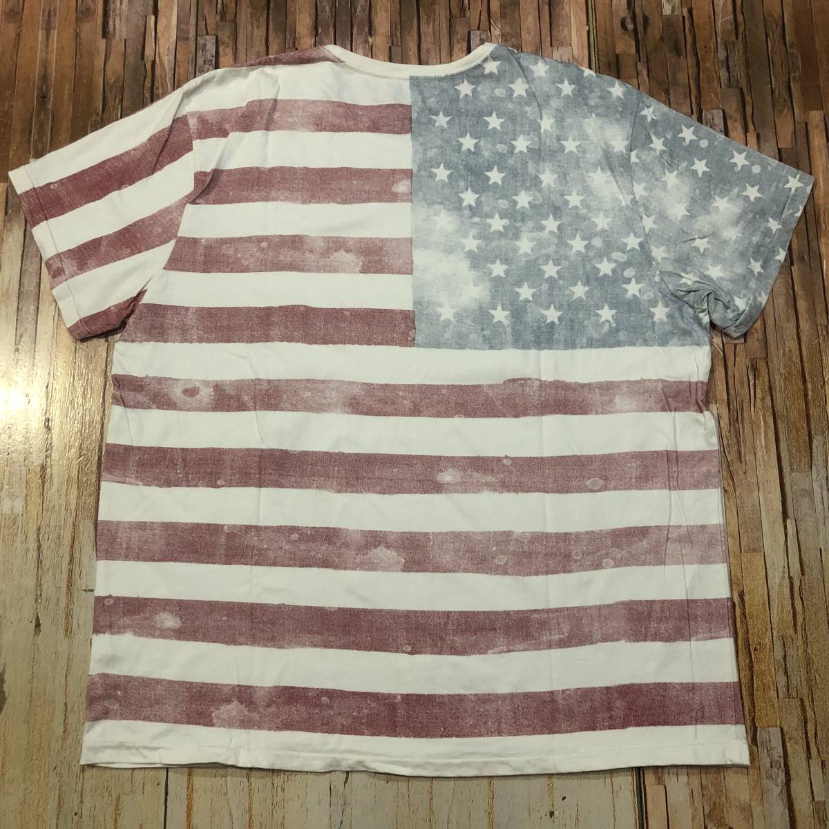 即決・クリックポスト発送・輸入古着・DENIM ＆SUPPLY RALPH LAURENのビンテージ調星条旗柄のＴシャツ・ＸＸＬ_画像5