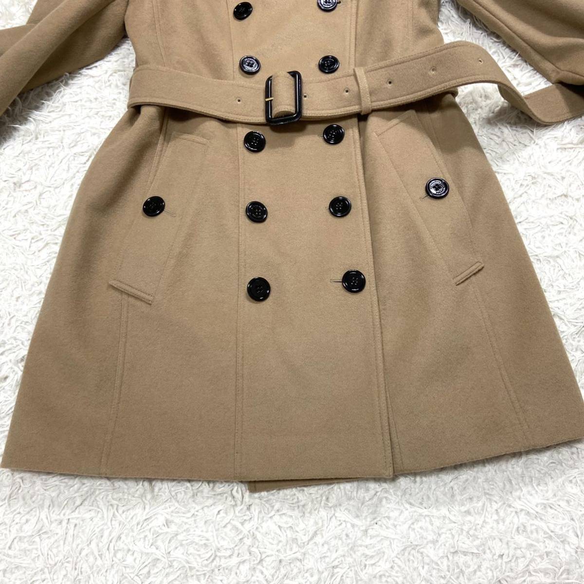 ☆未使用☆ BURBERRY カシミヤ混 ノバチェック ウール トレンチコートの画像4